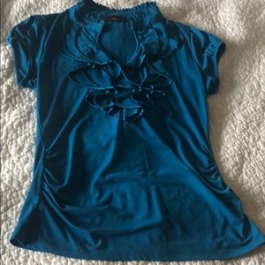 Like new shirt sleeve large ruffled blouse teal